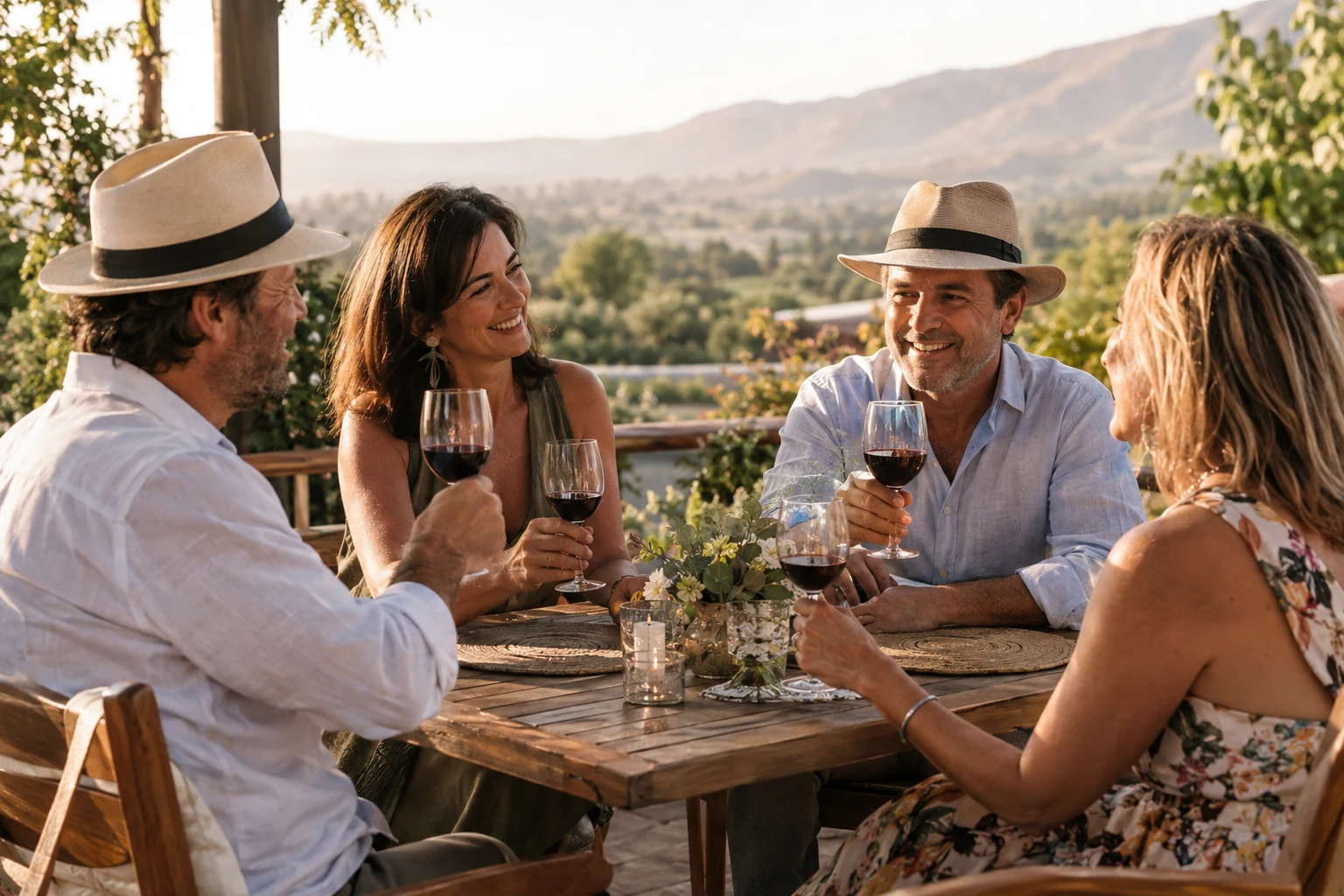 Los padres de ambos novios comparten una tarde de verano